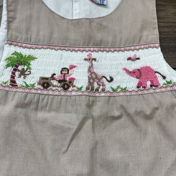 Vintage Orient Express Smocked Top Girls Size 6 Safari Animals, Zoo Houndstooth - Picture 13 of 13